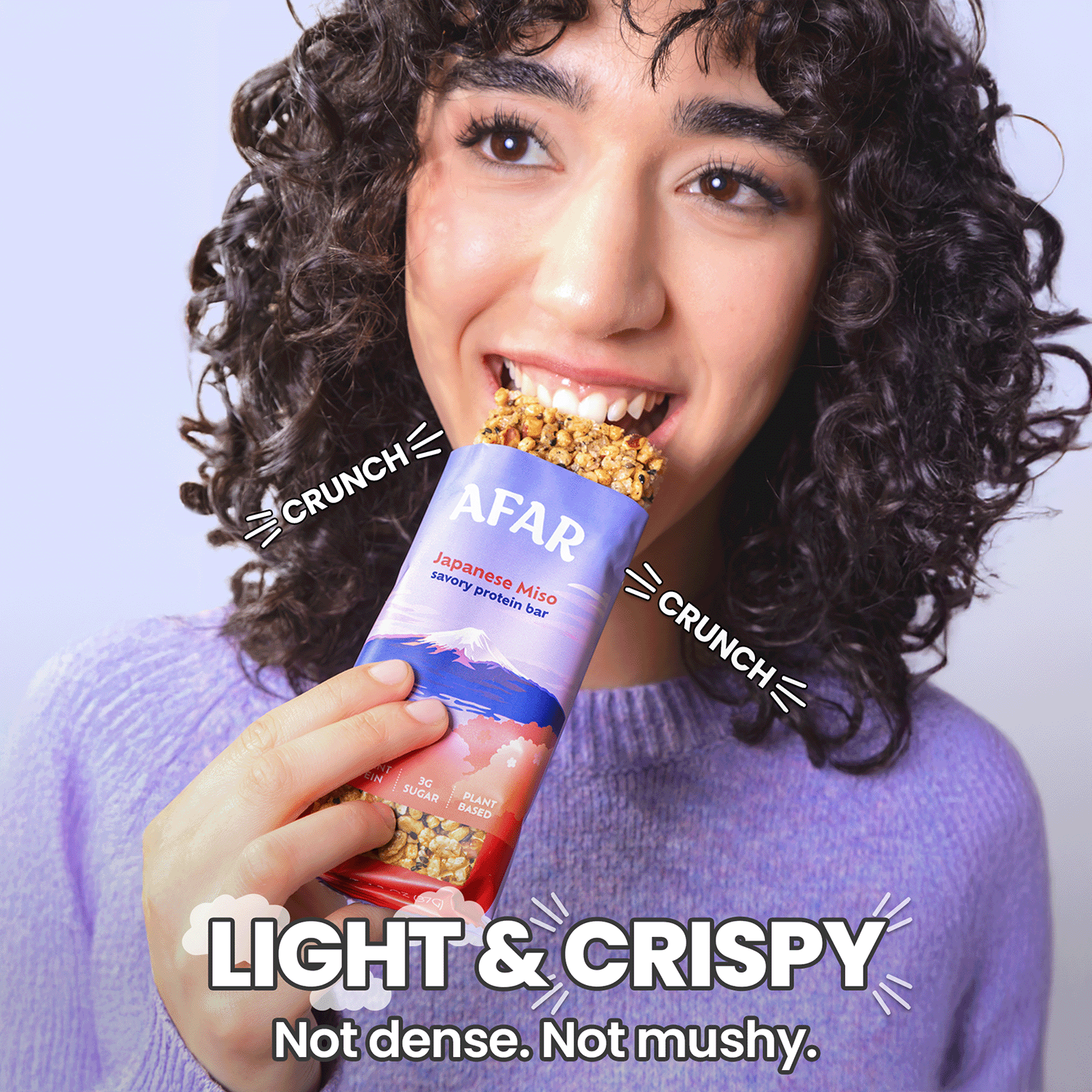 Afar Japanese Miso savory protein bars texture - light and crispy like a rice crispy treat