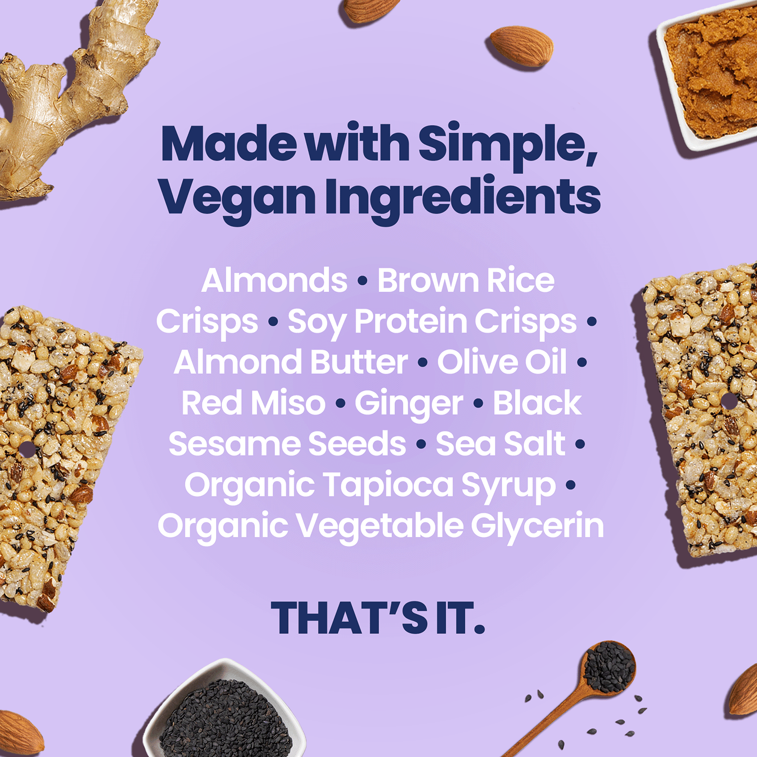 Afar savory protein bars - Japanese Miso ingredients