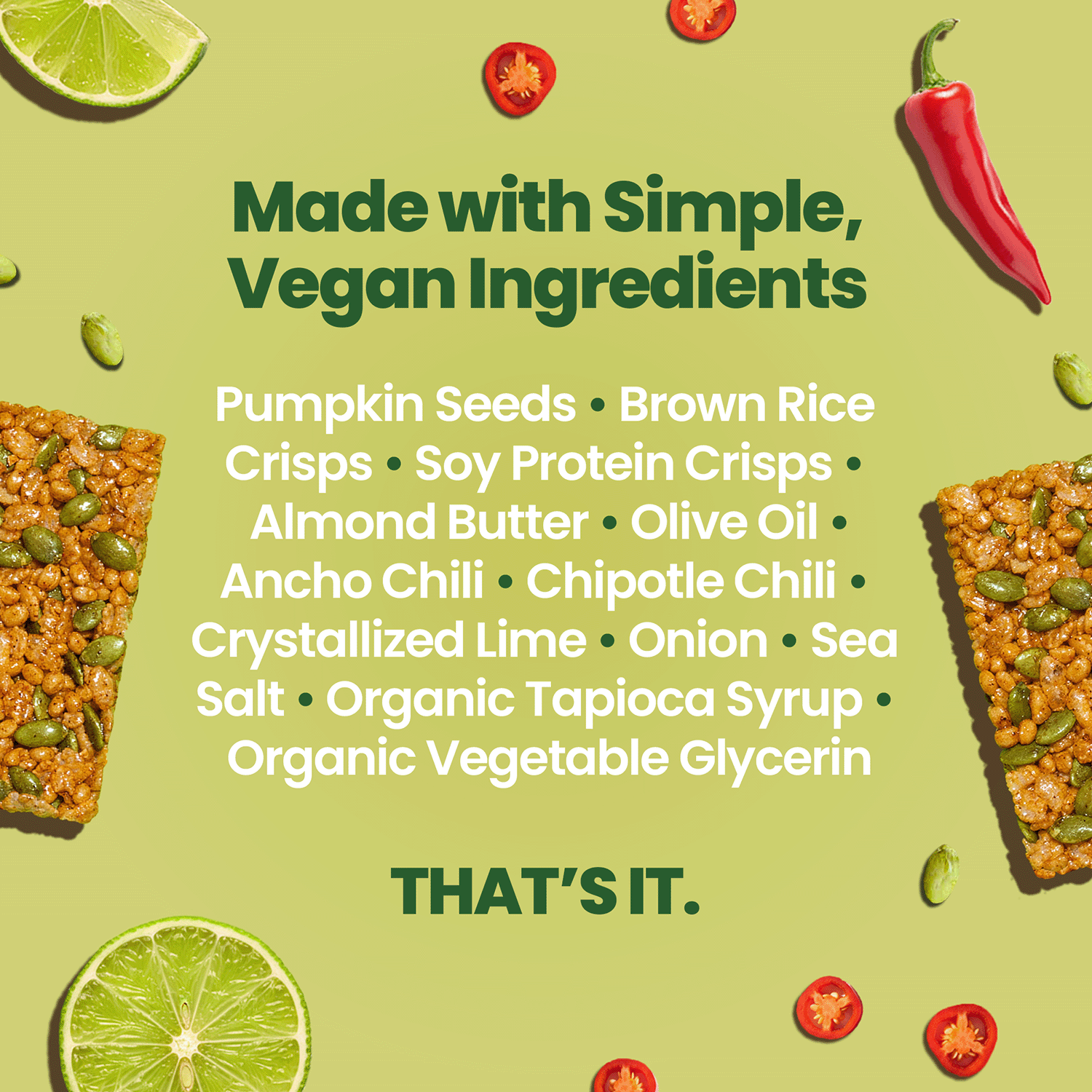 Afar savory protein bars - Mexican Chili Lime ingredients