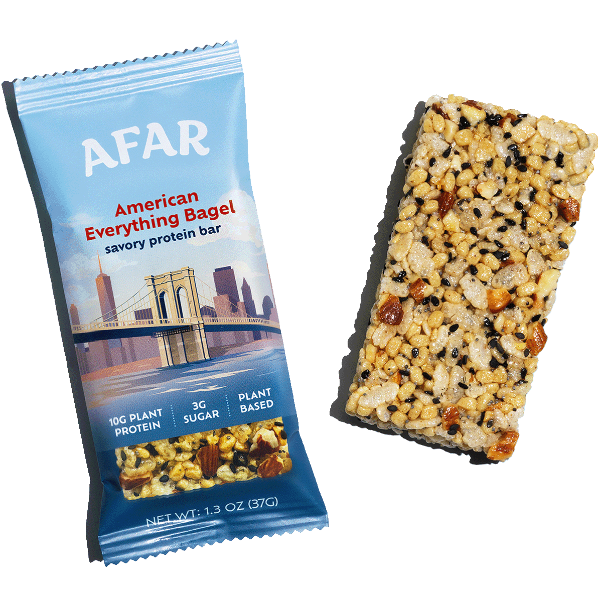 Afar American Everything Bagel savory protein bar