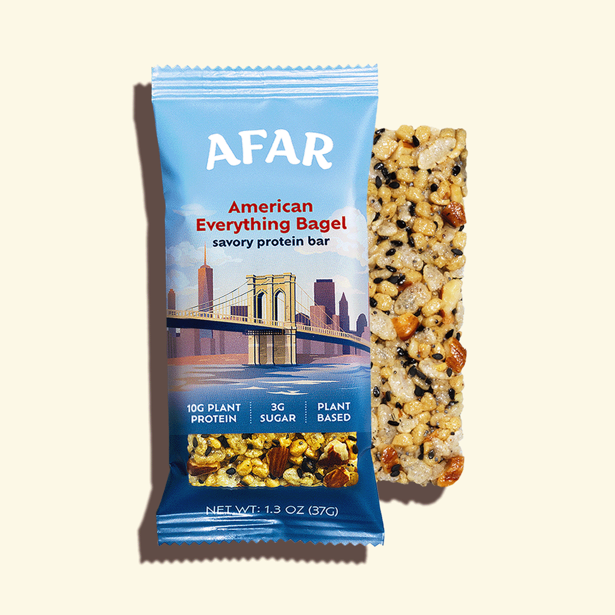 Afar American Everything Bagel savory protein bar