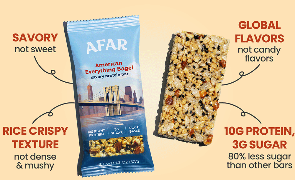 Afar savory protein bar infographic
