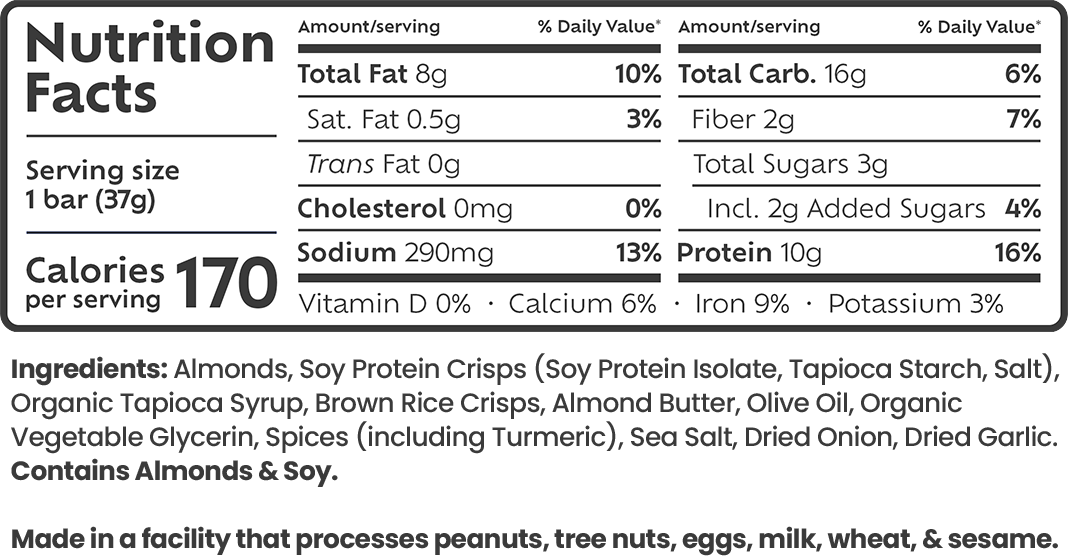 Afar Indian Masala savory protein bar nutrition and ingredients