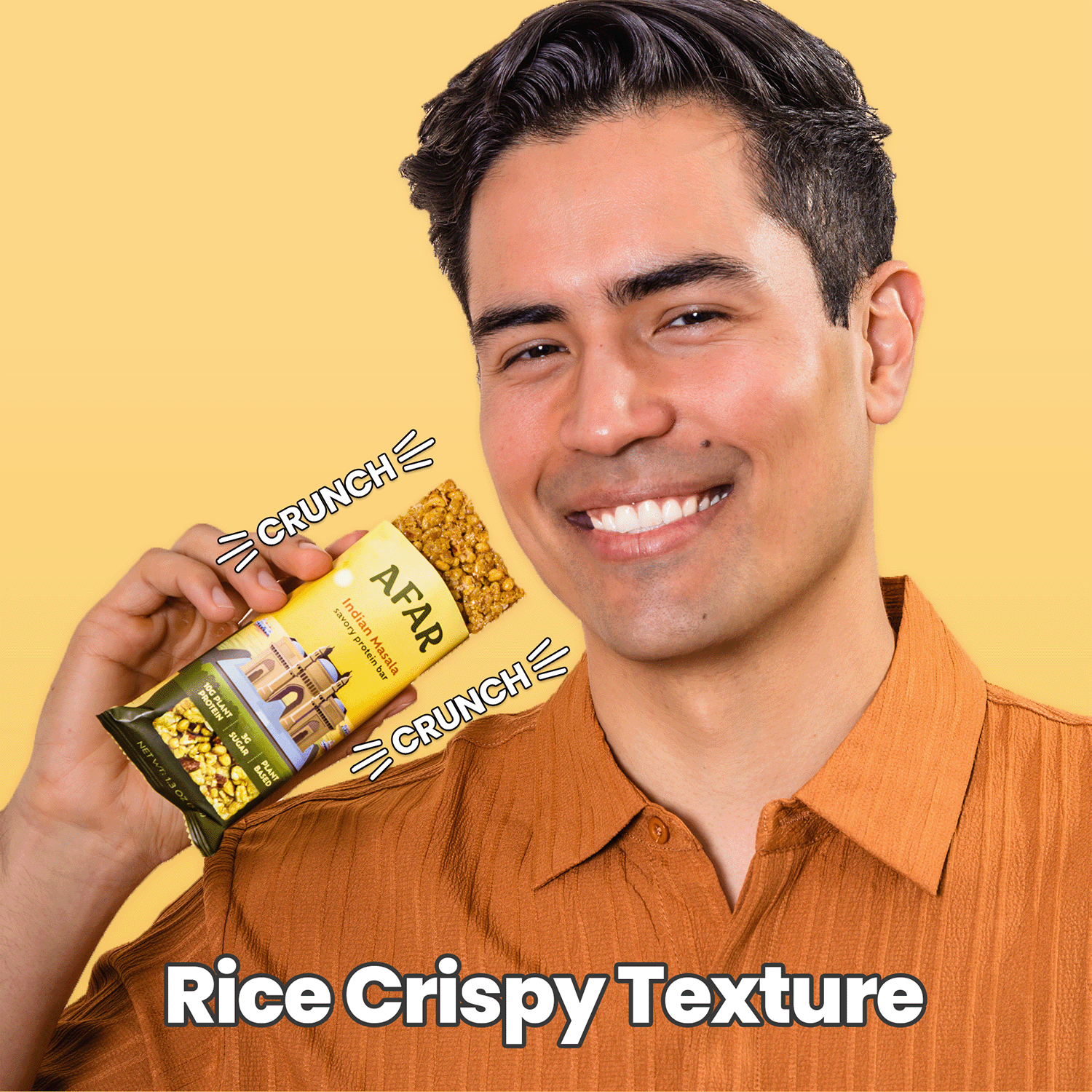 Afar Indian Masala savory protein bar texture - light and crispy like a rice crispy treat