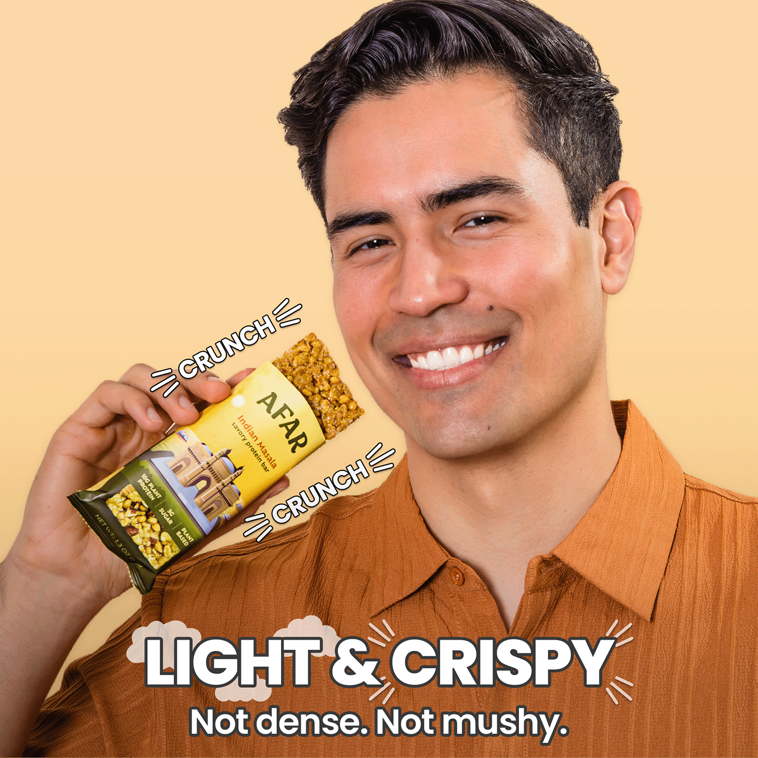 Afar Indian Masala savory protein bars texture - light and crispy like a rice crispy treat
