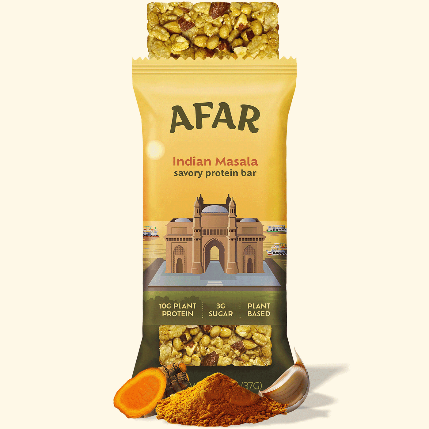 Afar Indian Masala savory protein bar with ingredients