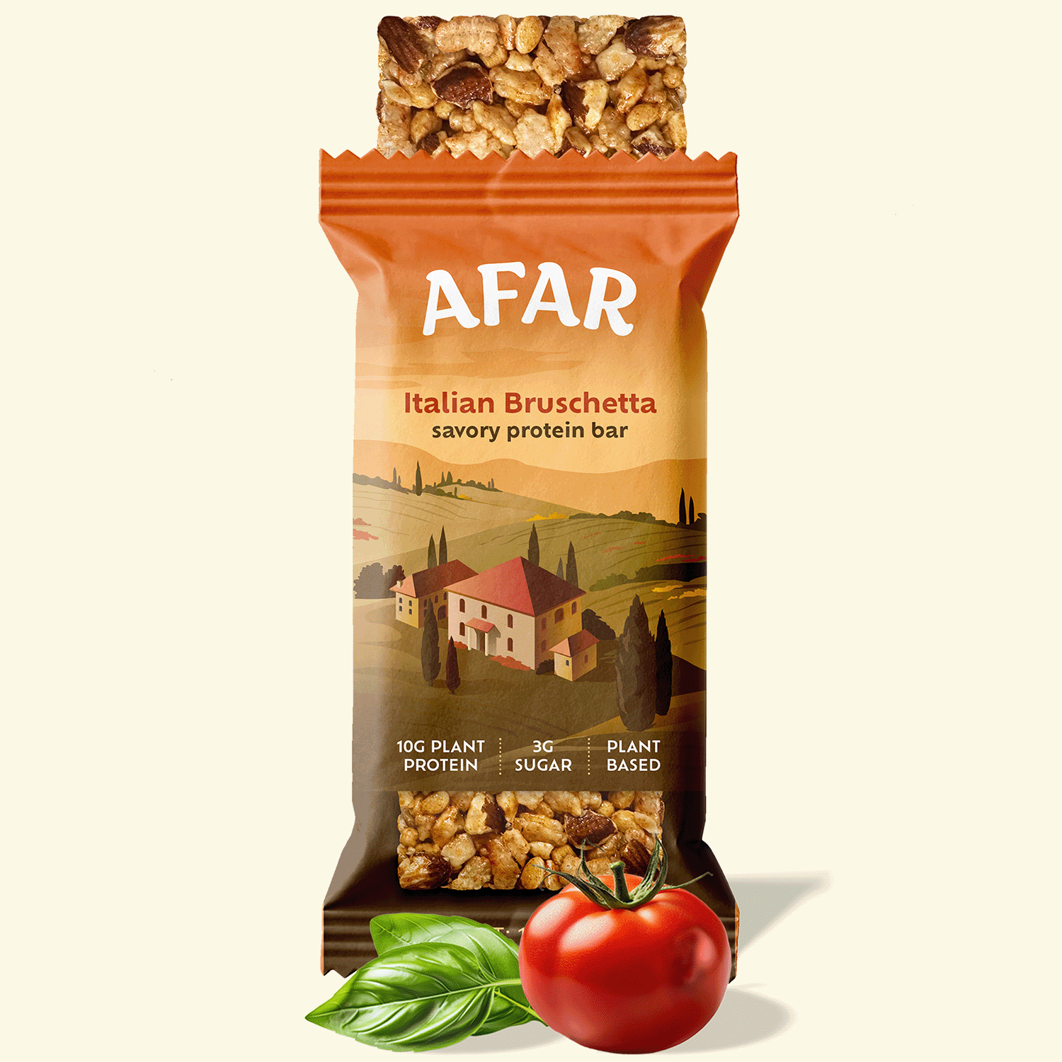 Afar Italian Bruschetta savory protein bar with ingredients
