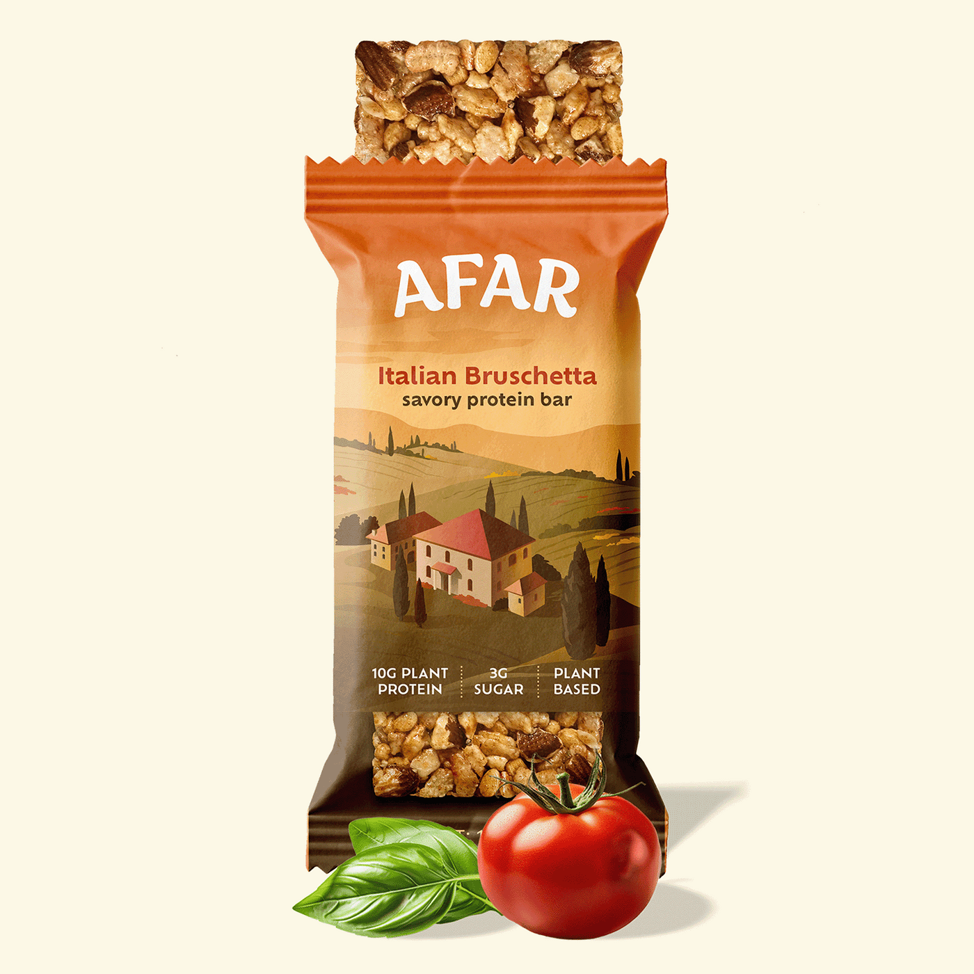 Afar Italian Bruschetta savory protein bar with ingredients