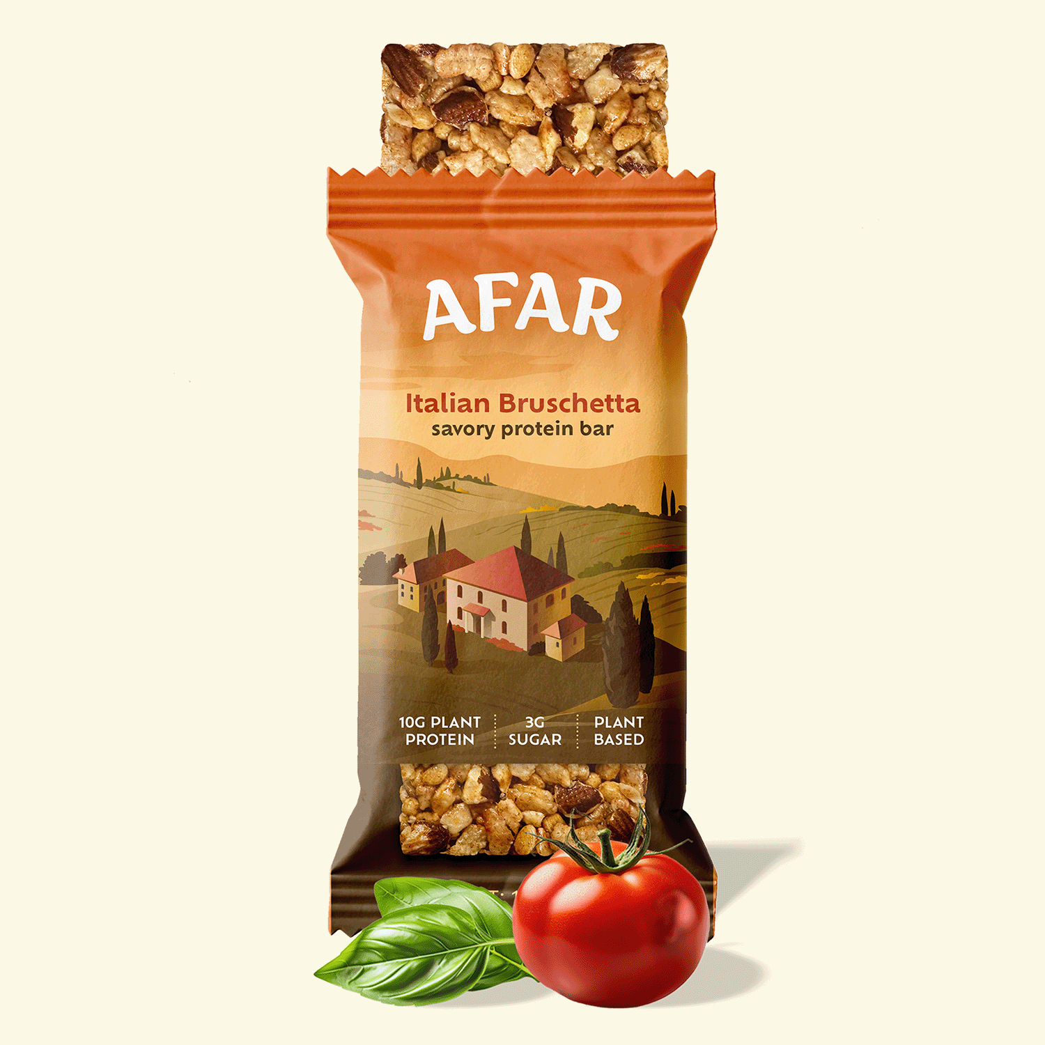 Afar Italian Bruschetta savory protein bar with ingredients