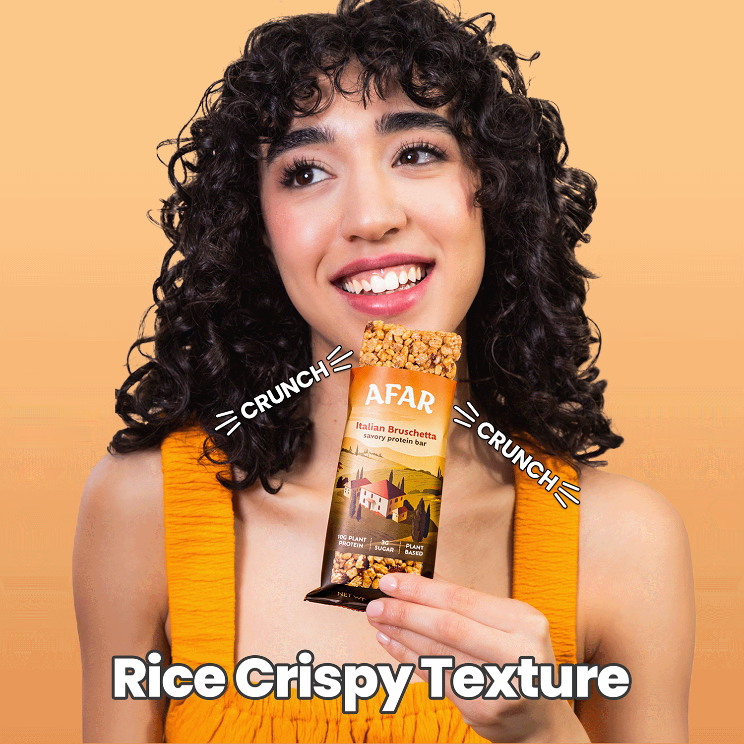 Afar Italian Bruschetta savory protein bar texture - light and crispy like a rice crispy treat
