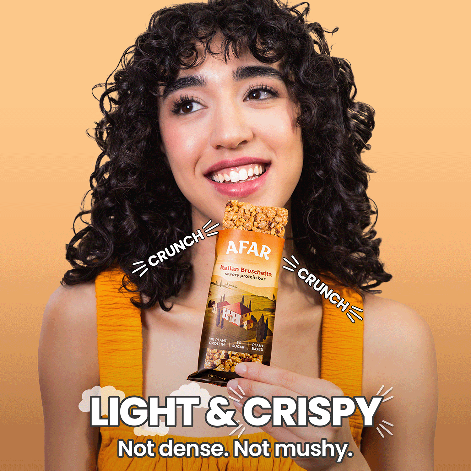 Afar Italian Bruschetta savory protein bars texture - light and crispy like a rice crispy treat