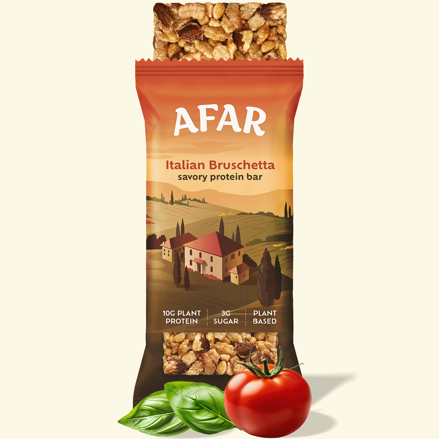 Afar Italian Bruschetta savory protein bar with ingredients