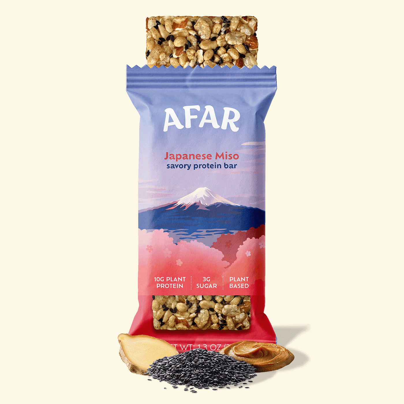 Afar Japanese Miso savory protein bar with ingredients