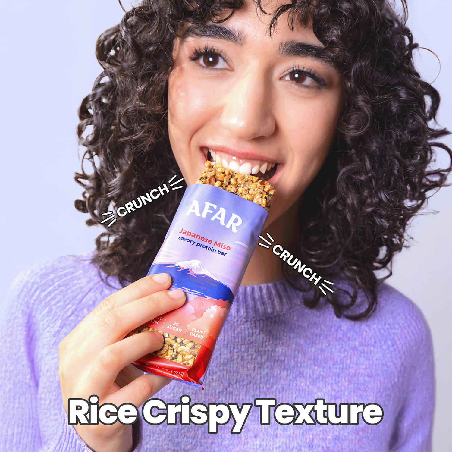 Afar Japanese Miso savory protein bars texture - light and crispy like a rice crispy treat