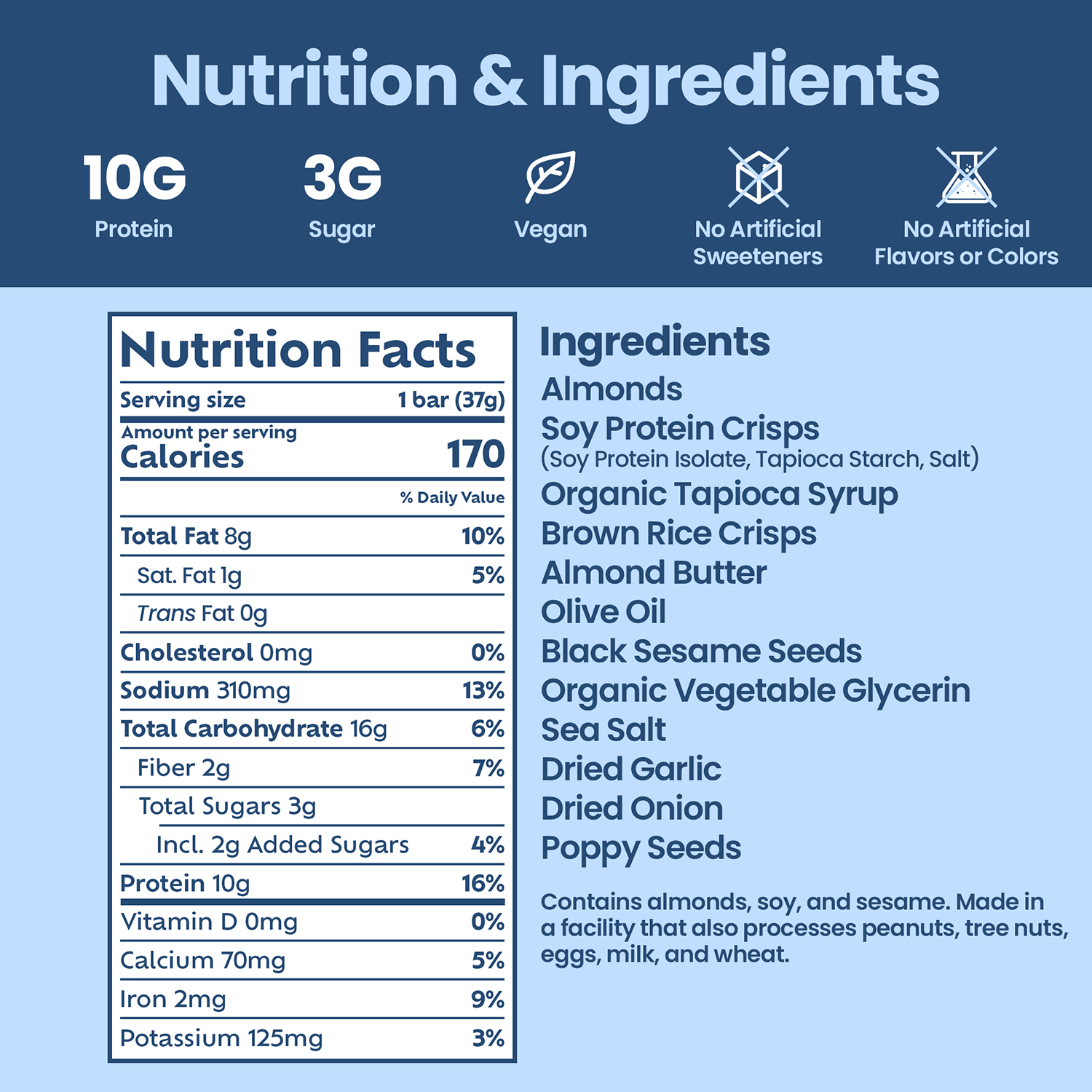 Afar savory protein bars - American Everything Bagel ingredients