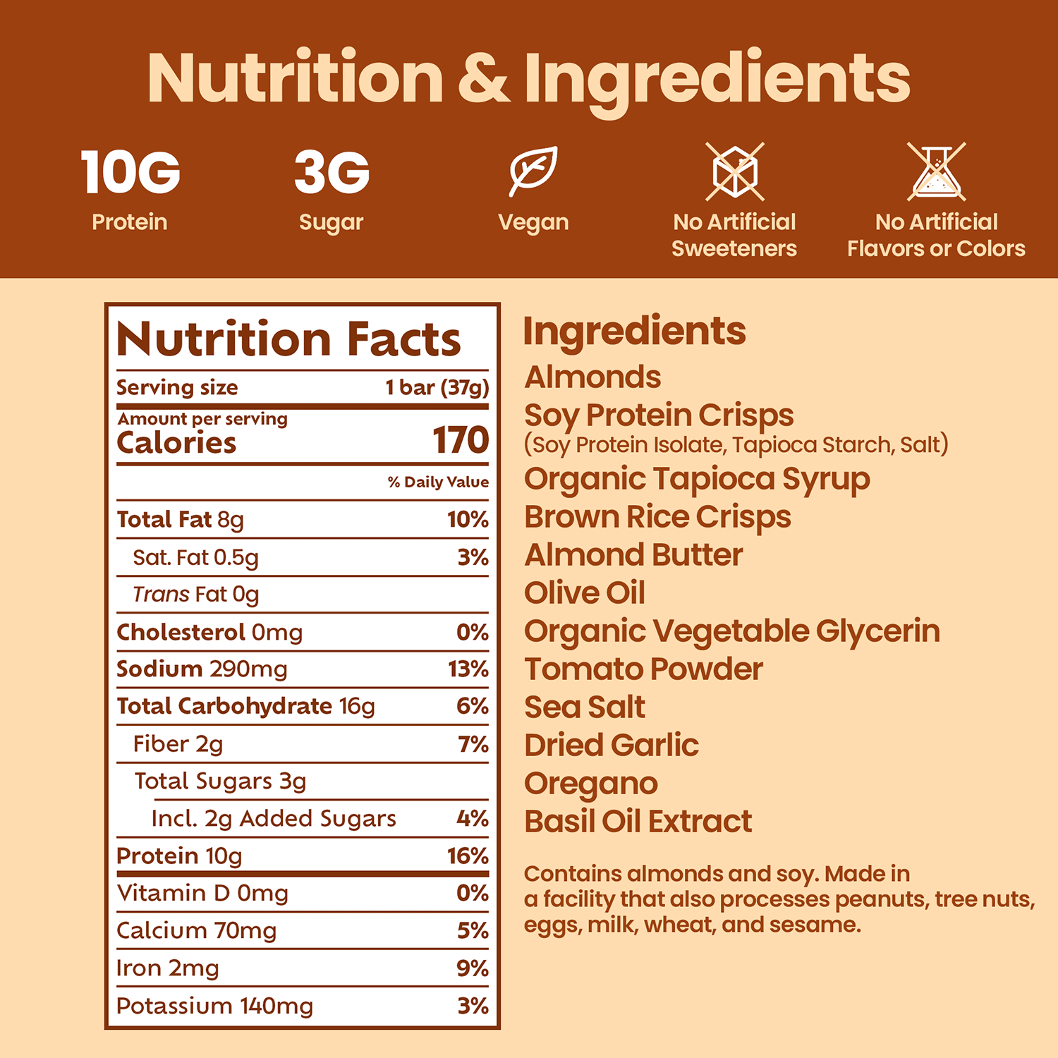 Afar savory protein bars - Italian Bruschetta ingredients