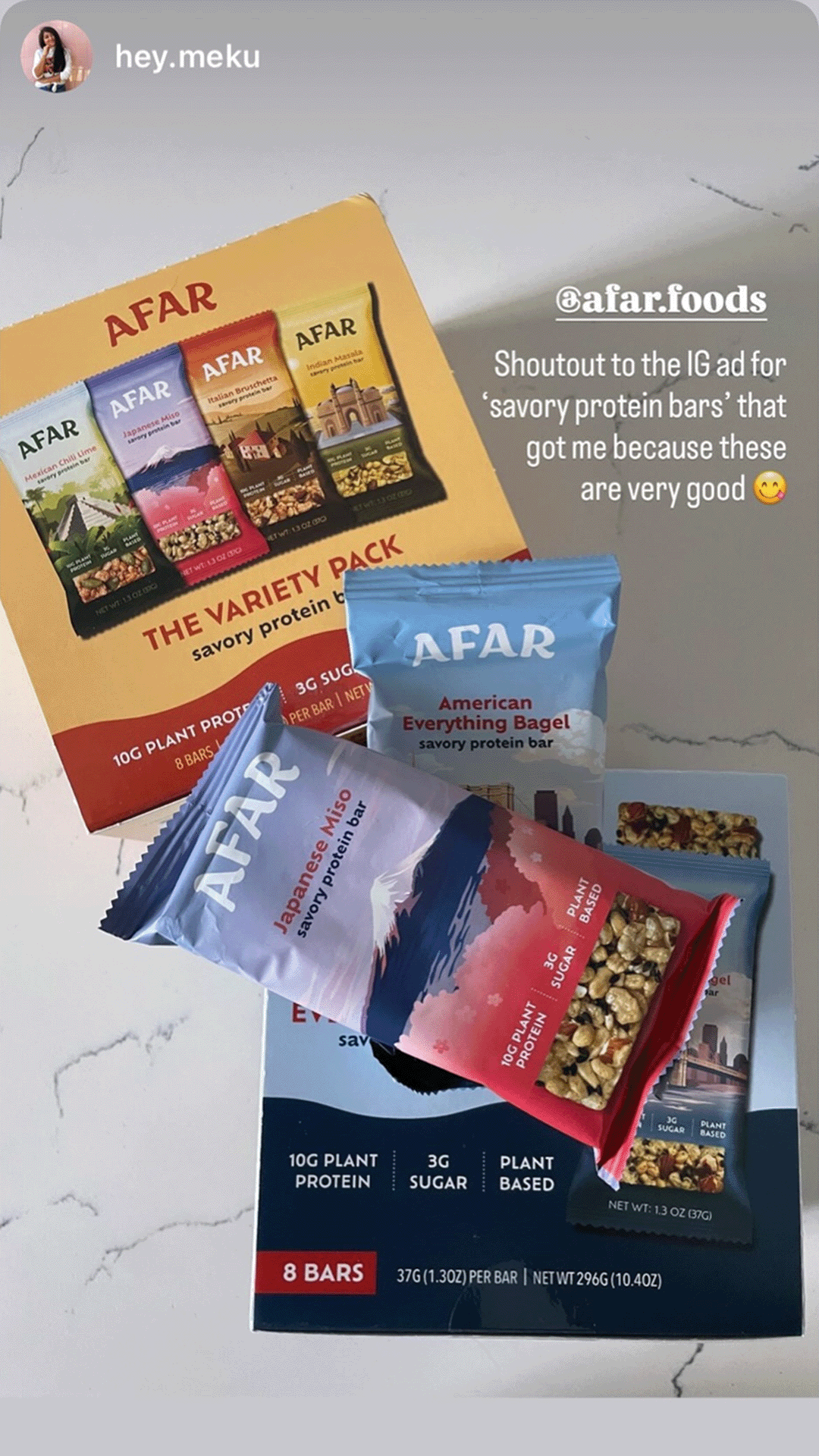 Afar savory protein bars with secondary packaging